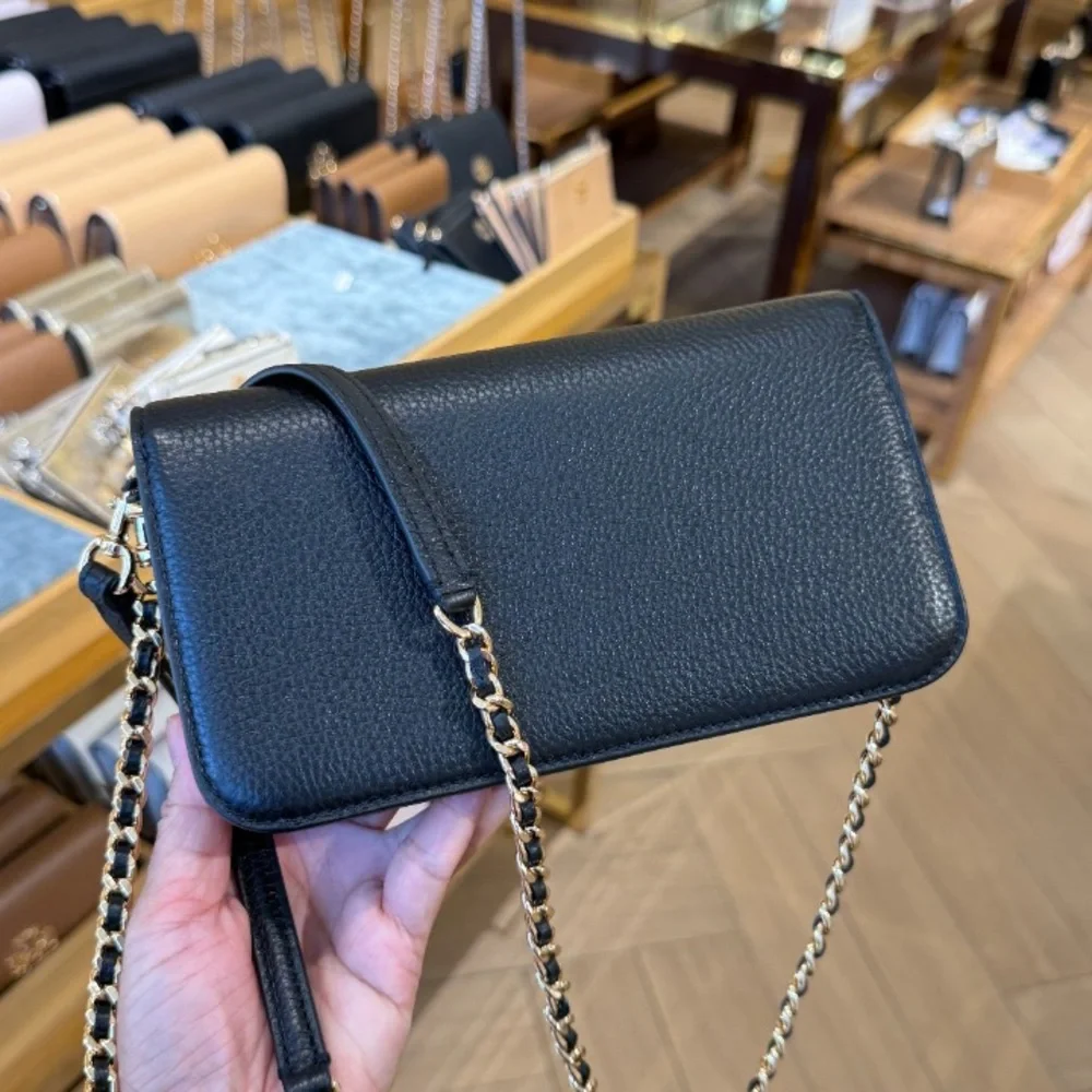 Tory Burch Black Pebbled Leather Crossbody Bag
